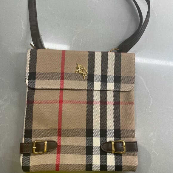 Burberry Crossbody Brown Plaid Bag - Picture 1 of 7